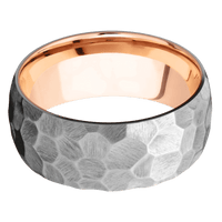 Titanium + Rock Finish + 14K Rose Gold