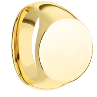 Large Circle signet ring (18mm) in 10K Yellow Gold, with a Wide style band.