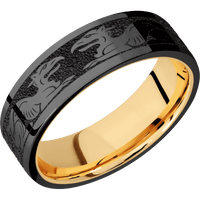 Zirconium + Polish Finish + 14K Yellow Gold