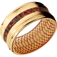 22K Yellow Gold + Hammer , Polish Finish + Habanero Red