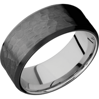 Zirconium + Hammer , Satin Finish + 18K White Gold