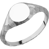 Small Circle signet ring (10mm) in Palladium Silver, with a Thin style band.
