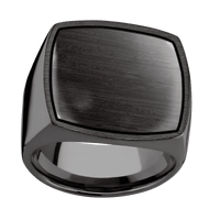 Extra Large Cushion signet ring (22x22mm) in Zirconium, with a Wide style band, a Wenge inlay.