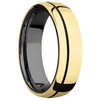 10K Yellow Gold + Polish , Polish Finish + Zirconium