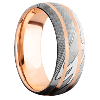 Damascus + Polish Finish + 14K Rose Gold