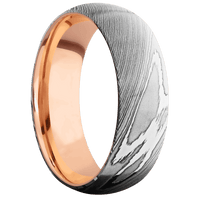 Damascus + Polish Finish + 14K Rose Gold