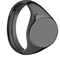 Medium Oval signet ring (16x13mm) in Zirconium, with a Wide style band.