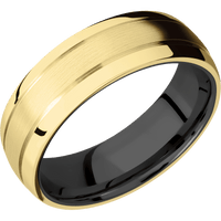 14K Yellow Gold + Satin , Polish Finish + Zirconium