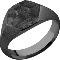 Medium Hexagon signet ring (13.9x12mm) in Zirconium, with a Wide style band.