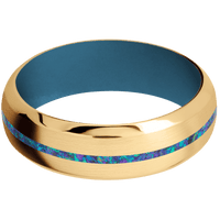 10K Yellow Gold + Satin , Polish Finish + Royal Blue