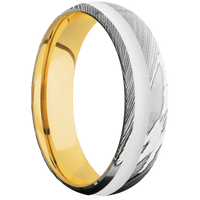 Damascus + Polish Finish + 18K Yellow Gold