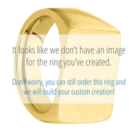 Large Horizontal Rectangle signet ring (20x14.5mm) in 14K Yellow Gold, with a Wide style band, a Red Dino Bone inlay.