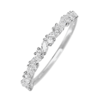 14K White Gold band with 9 Round and 8 Marquise Lab Grown Diamond having TCW-.38