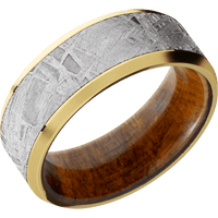 18K Yellow Gold + Polish , Bead Finish + Desert Iron Wood