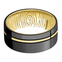 Zirconium + Satin , Polish Finish + 14K Yellow Gold