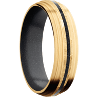 14K Yellow Gold + Rock , Satin Finish + Dark Grey