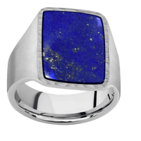 Large Rectangle signet ring (20x14.5mm) in Palladium Silver, with a Wide style band, a Lapis inlay.