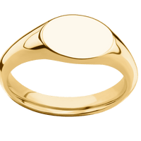 Small Horizontal Oval signet ring (12x9mm) in 10K Yellow Gold, with a Wide style band.