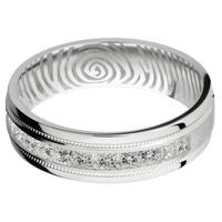 14K White Gold + Distressed , Polish Finish