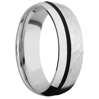 14K White Gold + Hammer , Polish Finish