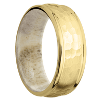 18K Yellow Gold + Hammer , Polish Finish + Antler