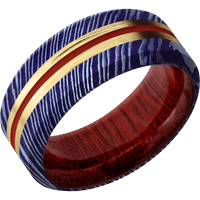 Titanium Damascus + Satinetched , Satinetched Finish + Blood Wood