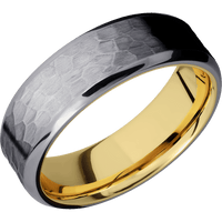 Tantalum + Hammer , Polish Finish + 14K Yellow Gold
