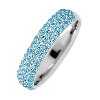 18K White Gold band with 52 Round Lab Blue Diamond having TCW-.78