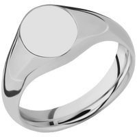 Small Oval signet ring (12x9mm) in Titanium, with a Wide style band.