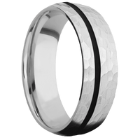 14K White Gold + Hammer , Hammer Finish