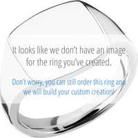 Medium Cushion signet ring (14x14mm) in Palladium Silver, with a Thin style band, a Black Dino Bone inlay.