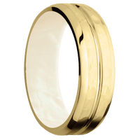 10K Yellow Gold + Polish , Hammer Finish + Freshwater Mother of Pearl