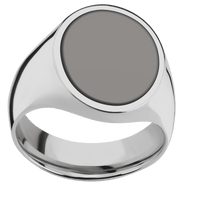 Large Oval signet ring (20x16mm) in Titanium, with a Wide style band, a Tantalum Noir inlay.