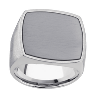 Extra Large Cushion signet ring (22x22mm) in Palladium Silver, with a Wide style band, a Tantalum inlay.