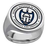 Extra Large Circle signet ring (22mm ) in Titanium, with a Wide style band and a Georgia Tech University Seal engraving.