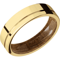 14K Yellow Gold + Polish , Polish Finish + Whiskey Barrel
