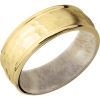 18K Yellow Gold + Hammer , Polish Finish + Antler