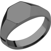 Small Hexagon signet ring (11.5x10) in Zirconium, with a Wide style band.