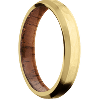 14K Yellow Gold + Hammer , Satin Finish + Koa