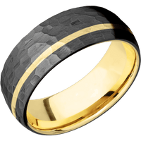 Zirconium + Hammer , Hammer Finish + 14K Yellow Gold