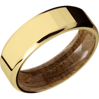 14K Yellow Gold + Polish , Polish Finish + Whiskey Barrel