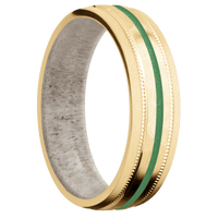 10K Yellow Gold + Hammer , Bead Finish + Antler