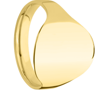 Extra Large Circle signet ring (22mm ) in 10K Yellow Gold, with a Cigar style band.