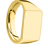 Medium Horizontal Rectangle signet ring (16x11.5mm) in 10K Yellow Gold, with a Wide style band.