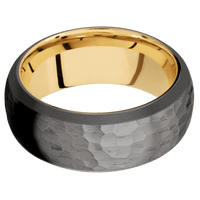 Tantalum Noir + Hammer , Sand Finish + 10K Yellow Gold