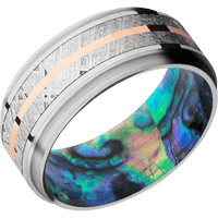 10K White Gold + Polish , Satin Finish + Abalone