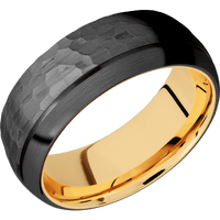 Zirconium + Hammer , Satin Finish + 14K Yellow Gold