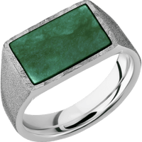 Medium Horizontal Rectangle signet ring (16x11.5mm) in 18K White Gold, with a Wide style band, a Washington Green Jade inlay.