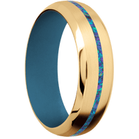 10K Yellow Gold + Satin , Polish Finish + Royal Blue