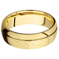22K Yellow Gold + Hammer , Satin Finish